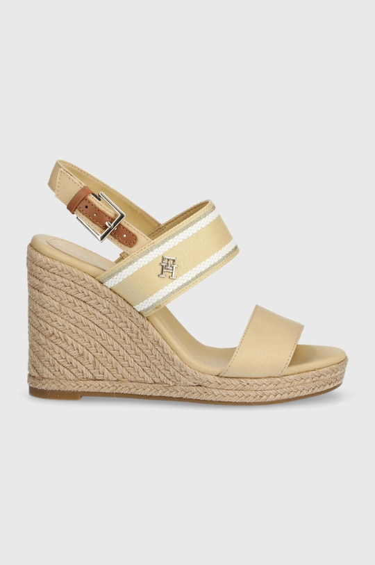 Сандалі Tommy Hilfiger WEBBING HIGH WEDGE SANDAL бежевий