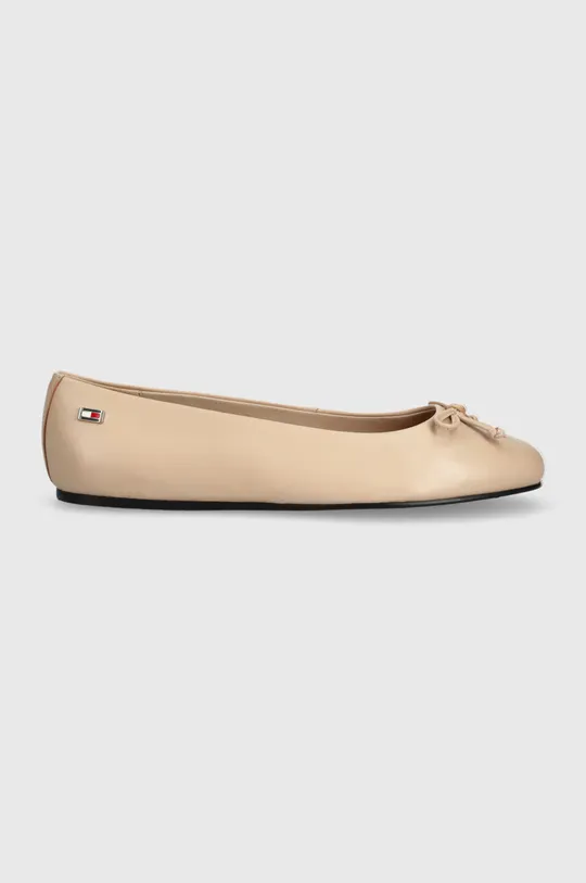 Kožené balerínky Tommy Hilfiger ESSENTIAL CHIC BALLERINA béžová