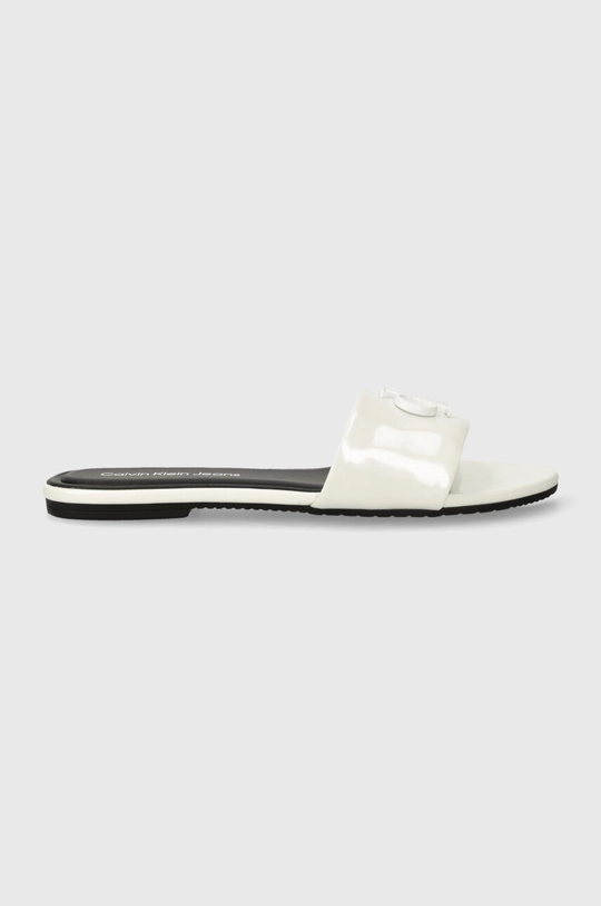 Παντόφλες Calvin Klein Jeans FLAT SANDAL SLIDE MG MET FLAT SANDAL SLIDE MG MET λευκό