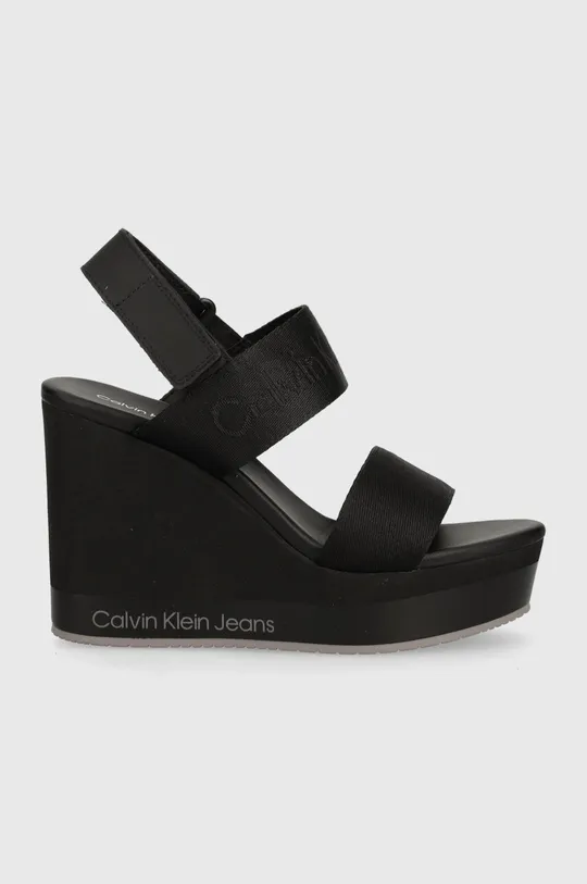 Sandále Calvin Klein Jeans WEDGE SANDAL WEBBING IN MR čierna