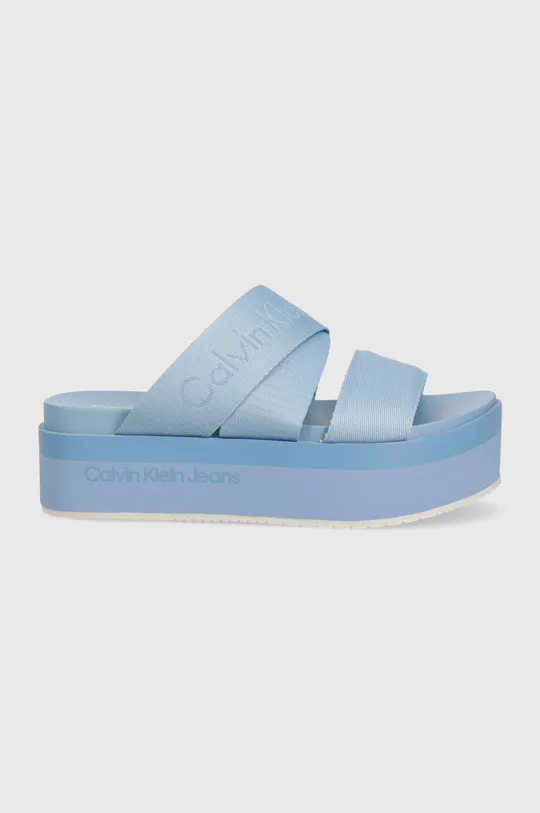 Šľapky Calvin Klein Jeans FLATFORM SANDAL WEBBING IN MR modrá