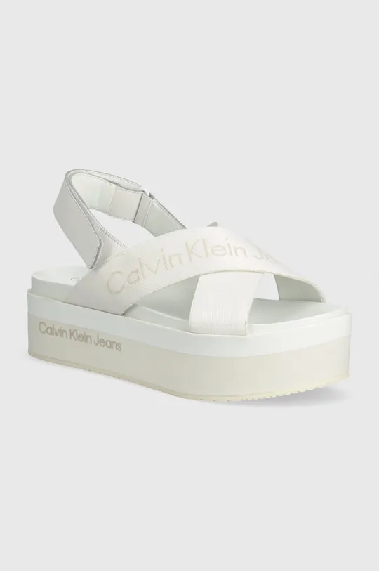 biela Sandále Calvin Klein Jeans FLATFORM SANDAL SLING IN MR Dámsky