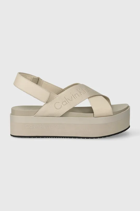 Sandále Calvin Klein Jeans FLATFORM SANDAL SLING IN MR béžová