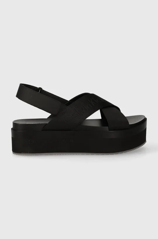 Calvin Klein Jeans sandali FLATFORM SANDAL SLING IN MR nero