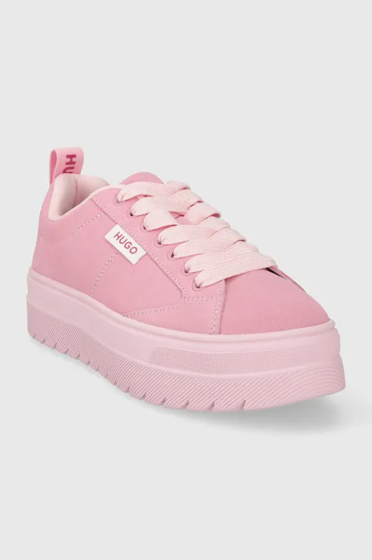 Замшеві кросівки HUGO Lyssa рожевий