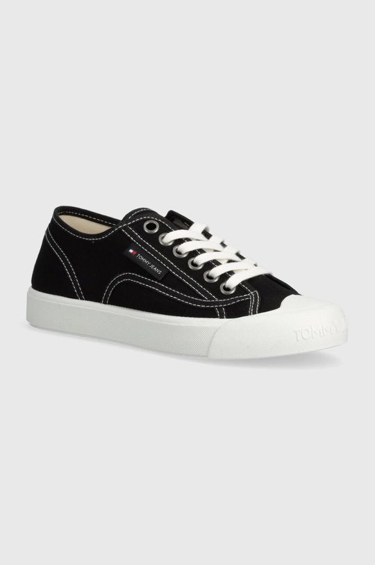 μαύρο Πάνινα παπούτσια Tommy Jeans TJW FOXING SNEAKER CANVAS Γυναικεία