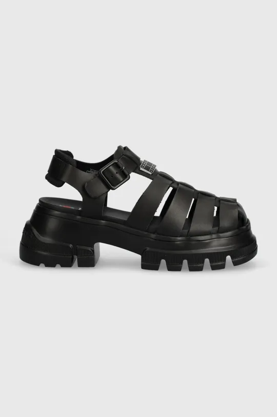 Kožené sandále Tommy Jeans TJW FISHERMAN SANDAL čierna