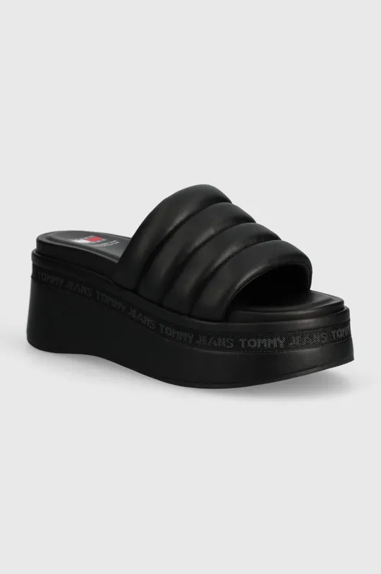 czarny Tommy Jeans klapki TJW WEDGE SANDAL Damski