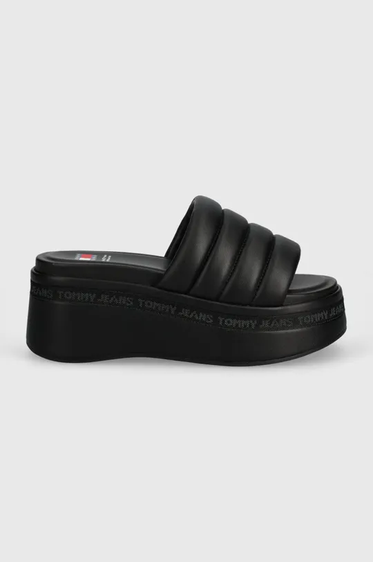 Παντόφλες Tommy Jeans TJW WEDGE SANDAL μαύρο