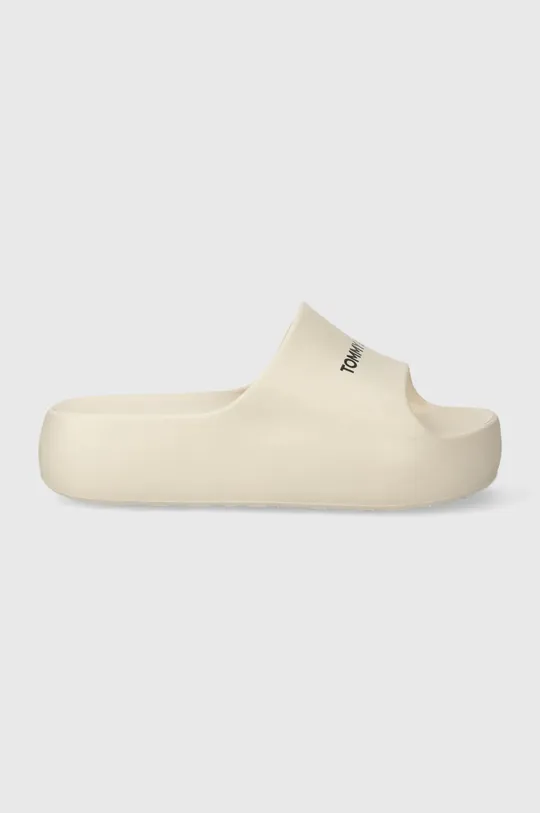 Tommy Jeans klapki TJW CHUNKY FLATFORM SLIDE beżowy