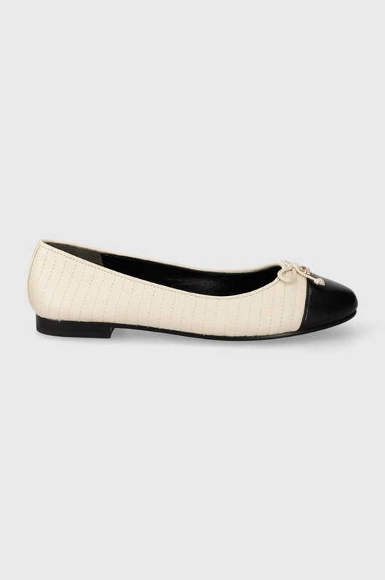 béžová Kožené balerínky Tory Burch Cap-Toe Quilted Ballet Dámsky