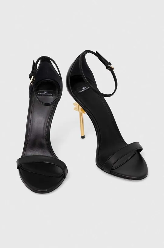 Kožne sandale Elisabetta Franchi crna