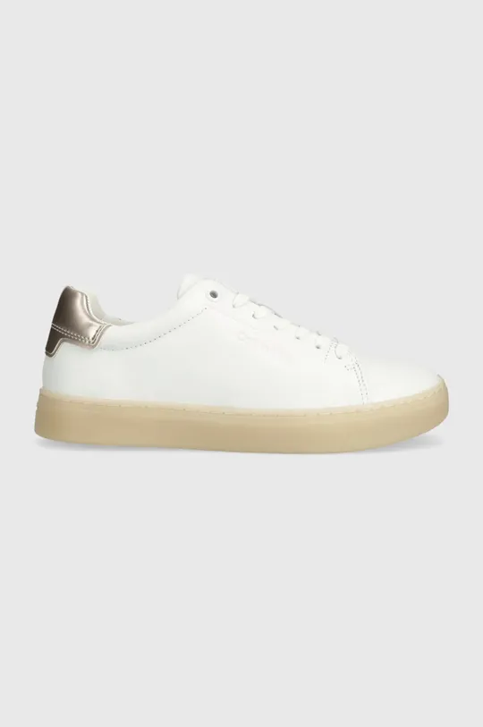 λευκό Δερμάτινα αθλητικά παπούτσια Calvin Klein CUPSOLE LACE UP PEARL Γυναικεία