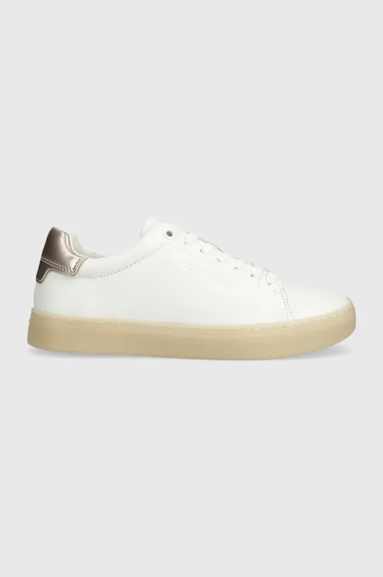 biela Kožené tenisky Calvin Klein CUPSOLE LACE UP PEARL Dámsky