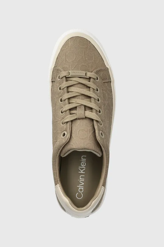 beżowy Calvin Klein sneakersy VULC LACE UP DIAM FOX MONOCQ