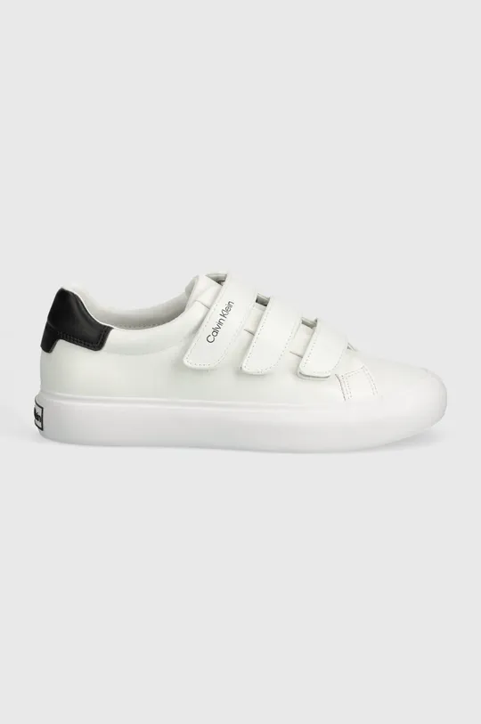 Δερμάτινα αθλητικά παπούτσια Calvin Klein VULCANIZED SLIP ON VELCRO LTH λευκό