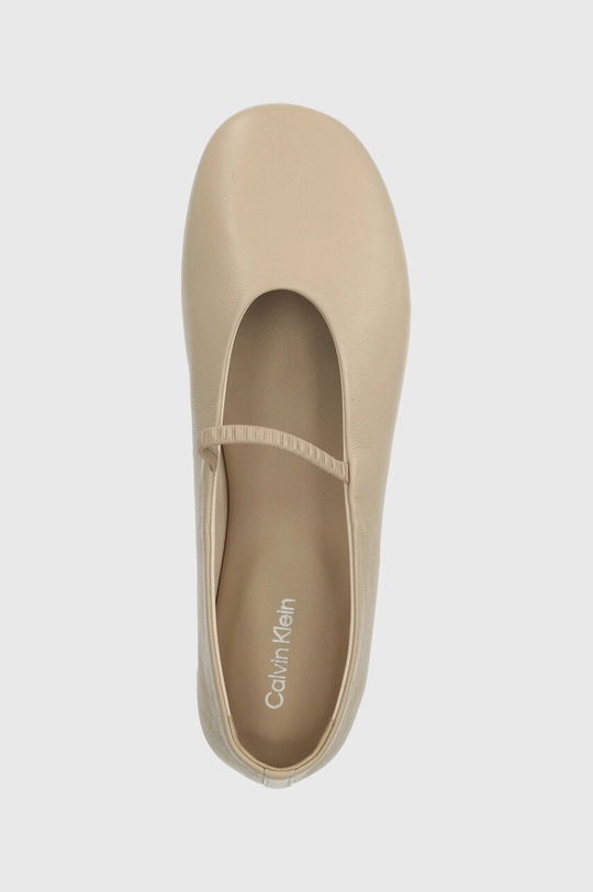 μπεζ Δερμάτινες μπαλαρίνες Calvin Klein BALLERINA W/STRAP LTH