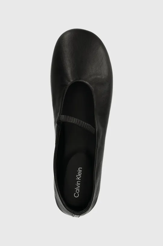 fekete Calvin Klein bőr balerina cipő BALLERINA W/STRAP LTH