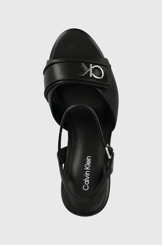 čierna Kožené sandále Calvin Klein HEEL SANDAL 85 RELOCK LTH