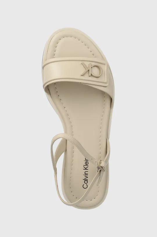 bež Usnjeni sandali Calvin Klein FLAT SANDAL RELOCK LTH