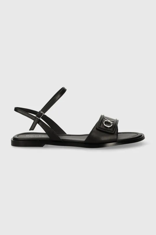 Кожаные сандалии Calvin Klein FLAT SANDAL RELOCK LTH чёрный