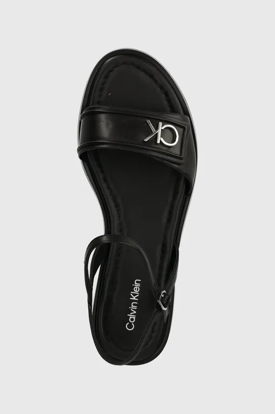 čierna Kožené sandále Calvin Klein FLAT SANDAL RELOCK LTH
