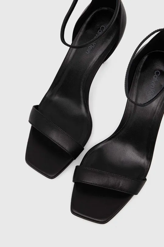 čierna Kožené sandále Calvin Klein HEEL SANDAL 90 LTH