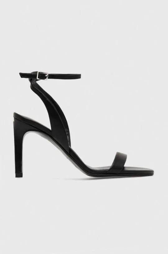 čierna Kožené sandále Calvin Klein HEEL SANDAL 90 LTH Dámsky