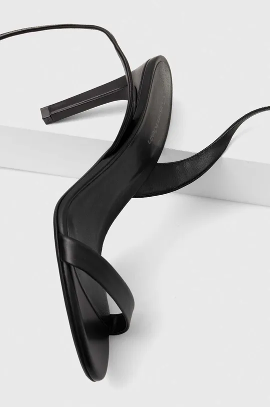 Kožené sandále Calvin Klein HEEL SANDAL 90 LTH čierna