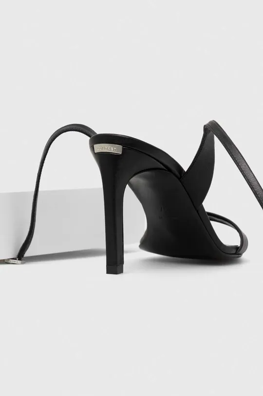 Usnjeni sandali Calvin Klein HEEL SANDAL 90 LTH Zunanjost: Naravno usnje Notranjost: Naravno usnje Podplat: Sintetični material