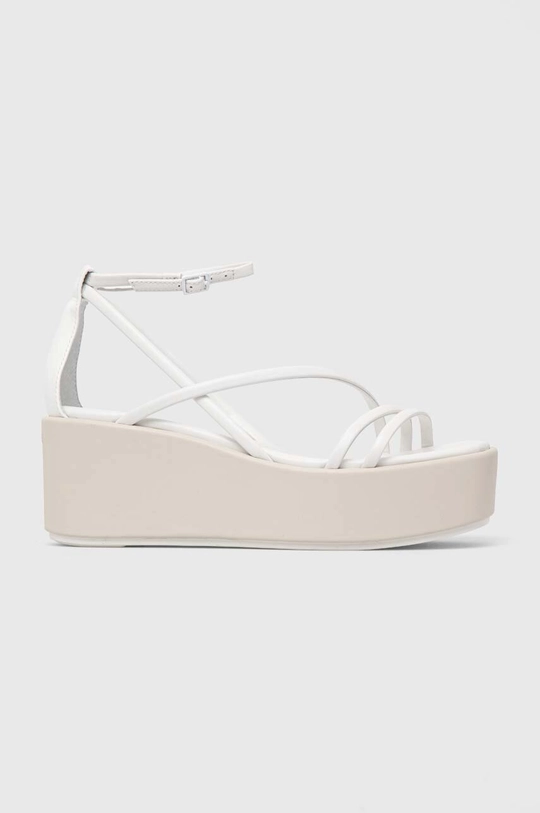 Kožne sandale Calvin Klein WEDGE SANDAL 30 LTH bijela