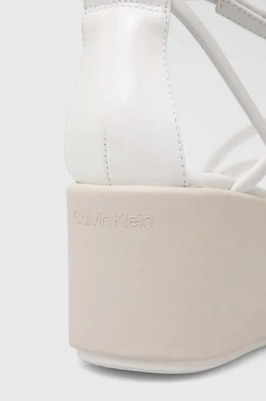biela Kožené sandále Calvin Klein WEDGE SANDAL 30 LTH