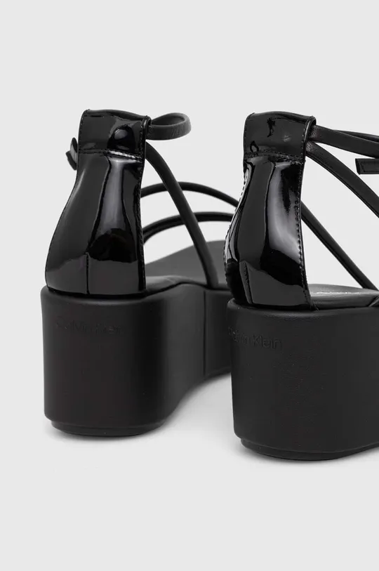 Usnjeni sandali Calvin Klein WEDGE SANDAL 30 LTH Zunanjost: Naravno usnje Notranjost: Naravno usnje Podplat: Sintetični material