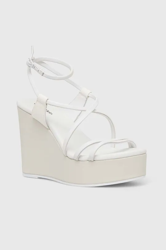 Kožené sandále Calvin Klein WEDGE biela