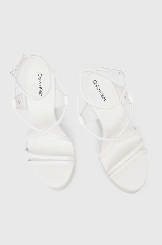 bijela Kožne sandale Calvin Klein WEDGE