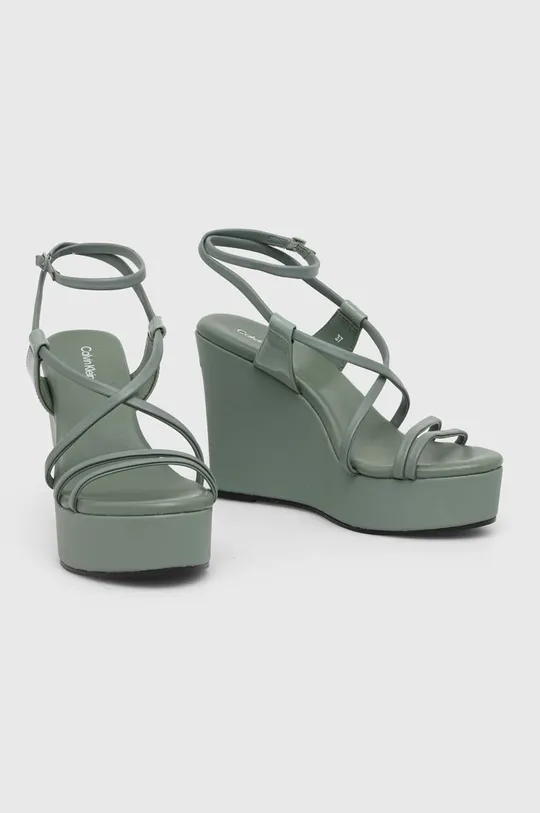 Calvin Klein sandały skórzane WEDGE Cholewka: Skóra naturalna, Wnętrze: Skóra naturalna, Podeszwa: Materiał syntetyczny