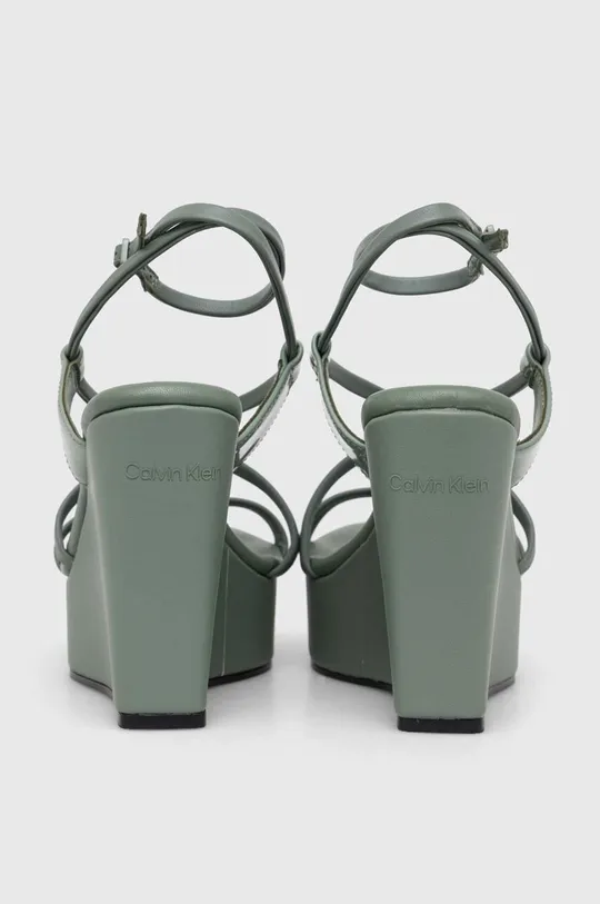 zielony Calvin Klein sandały skórzane WEDGE