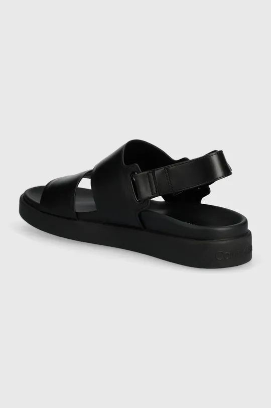 Usnjeni sandali Calvin Klein FLAT SANDAL CALVIN MTL LTH Zunanjost: Naravno usnje Notranjost: Sintetični material Podplat: Sintetični material
