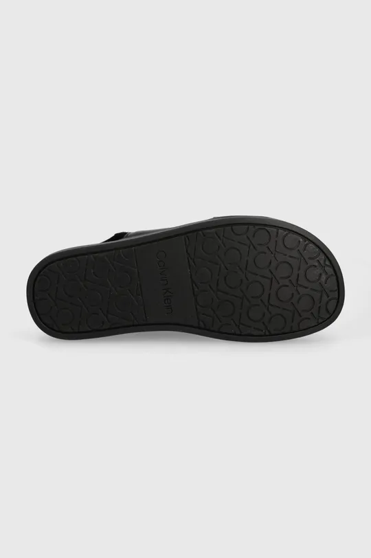 Kožne sandale Calvin Klein FLAT SANDAL CALVIN MTL LTH Ženski