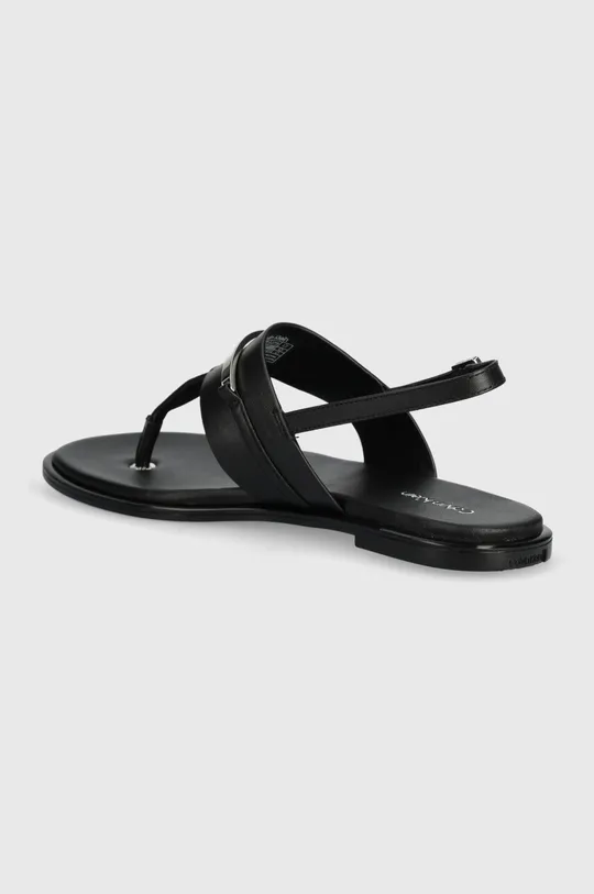 Usnjeni sandali Calvin Klein FLAT TP SANDAL METAL BAR LTH Zunanjost: Naravno usnje Notranjost: Naravno usnje Podplat: Sintetični material