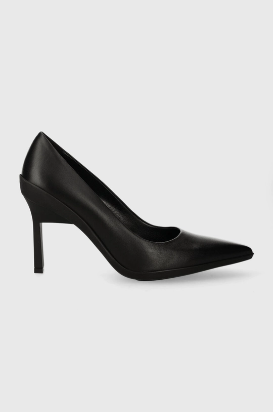 fekete Calvin Klein bőr tűsarkú HEEL PUMP 90 LEATHER Női