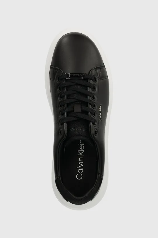 čierna Kožené tenisky Calvin Klein CUPSOLE LACE UP CALVIN MTL LTH
