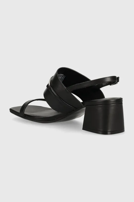 Usnjeni sandali Calvin Klein HEEL SANDAL 45 MET BAR LTH Zunanjost: Naravno usnje Notranjost: Naravno usnje Podplat: Sintetični material