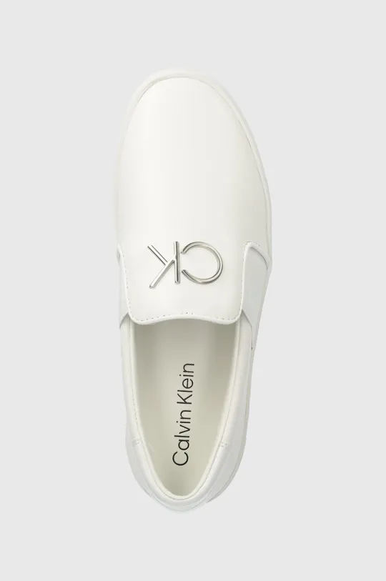 λευκό Δερμάτινα ελαφριά παπούτσια Calvin Klein FLATFORM CUP SLIP ON RE LOCK LTH