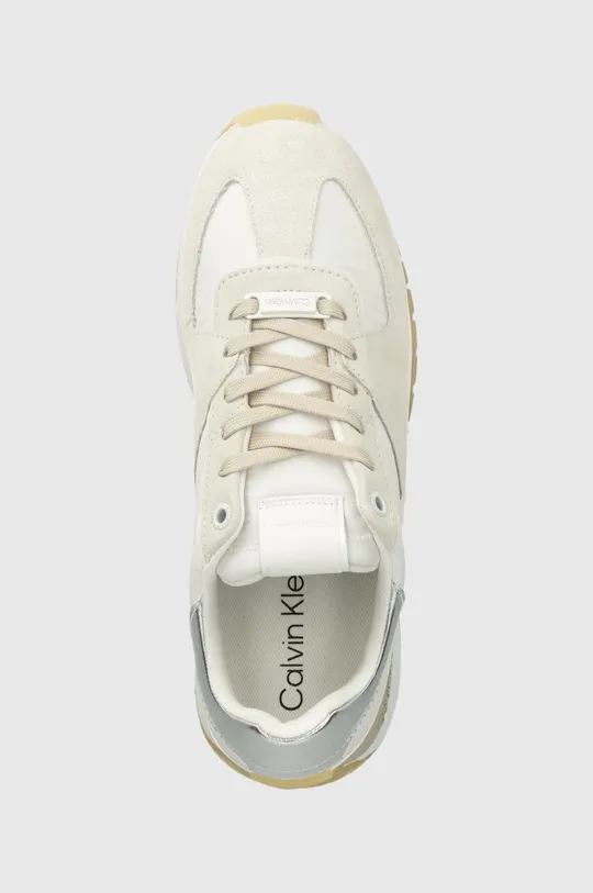 biały Calvin Klein sneakersy RUNNER LACE UP LTH/NYLON