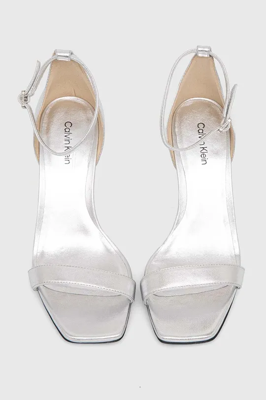 срібний Шкіряні сандалі Calvin Klein HEEL SANDAL 90 MET