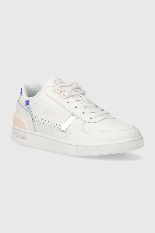 bianco Lacoste sneakers in pelle T-Clip Pastel Accent Leather Donna