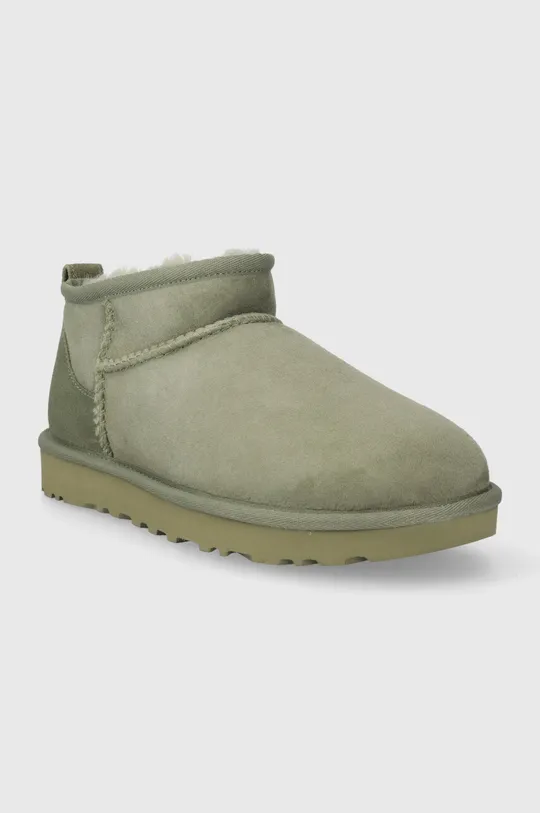 Čizme za snijeg od brušene kože UGG Classic Ultra Mini zelena