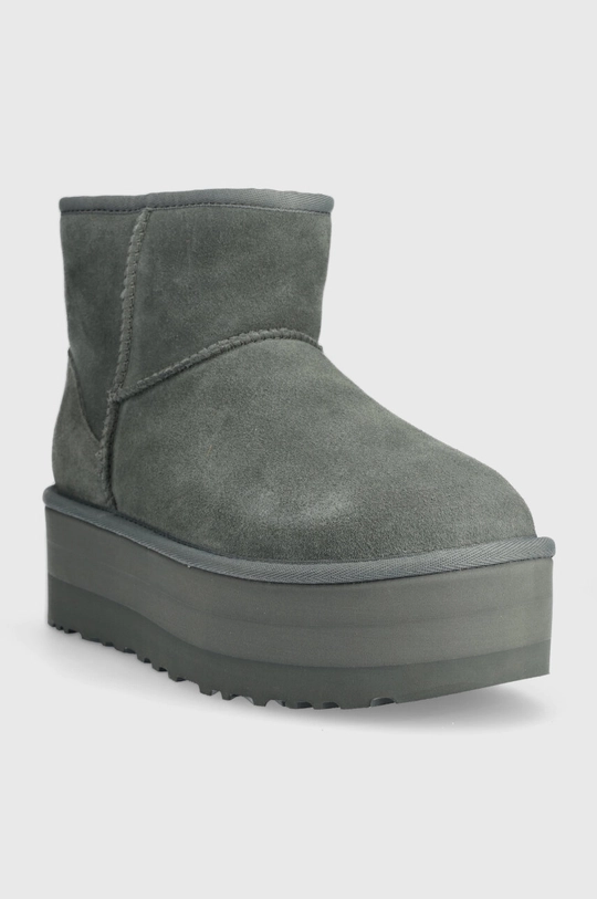 Čizme za snijeg od brušene kože UGG Classic Mini Platform siva