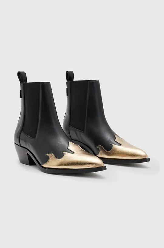 Kožené kovbojské topánky AllSaints Dellaware Boot čierna
